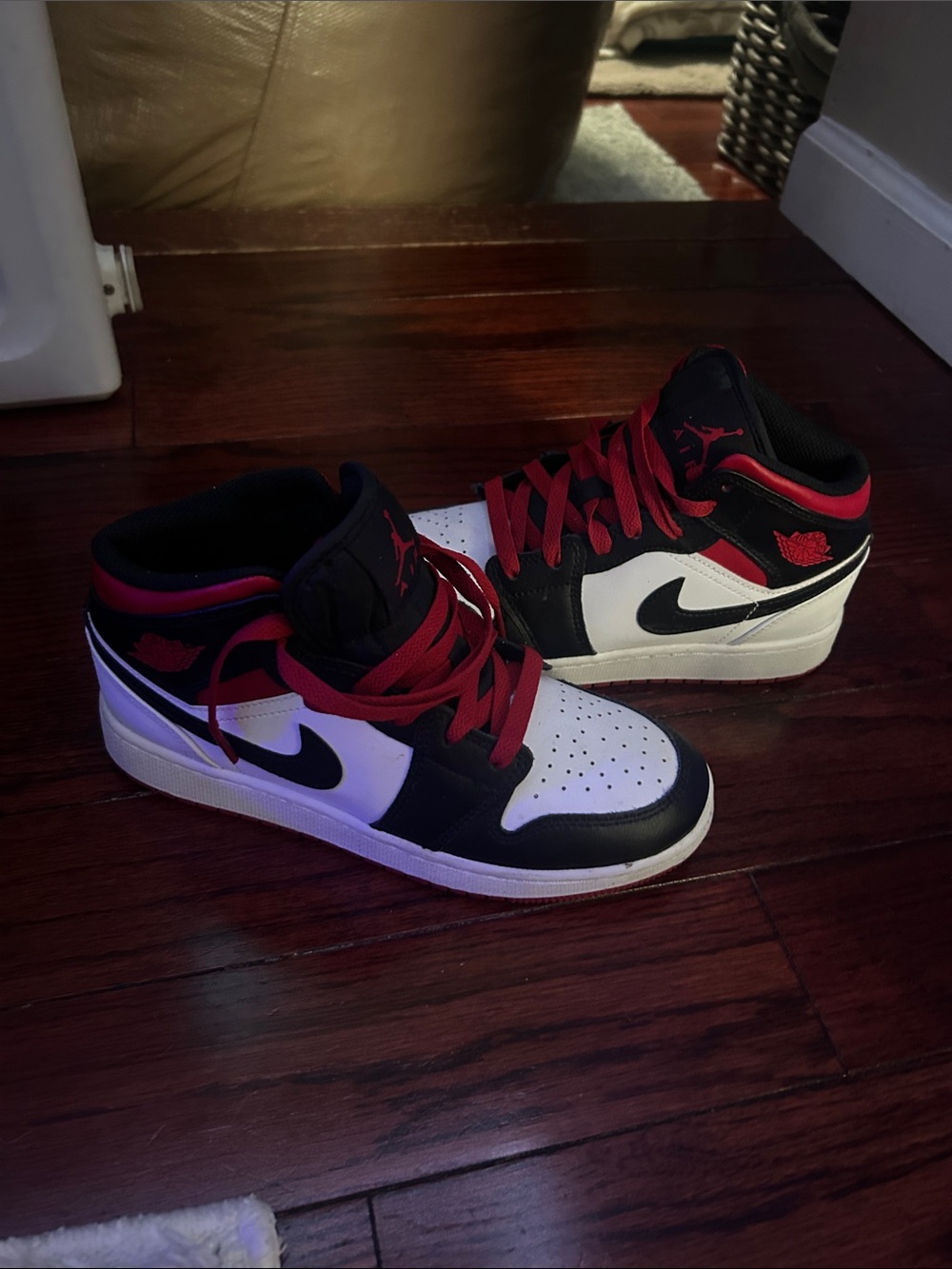 Jordan Kids Black White Red High-Top Sneakers